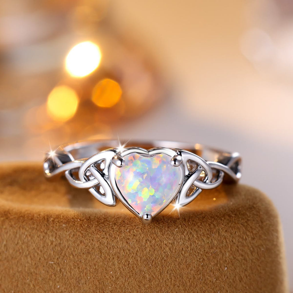 FREE Today: "Eternity Unlimited" Opal Heart Engagement Wedding Ring