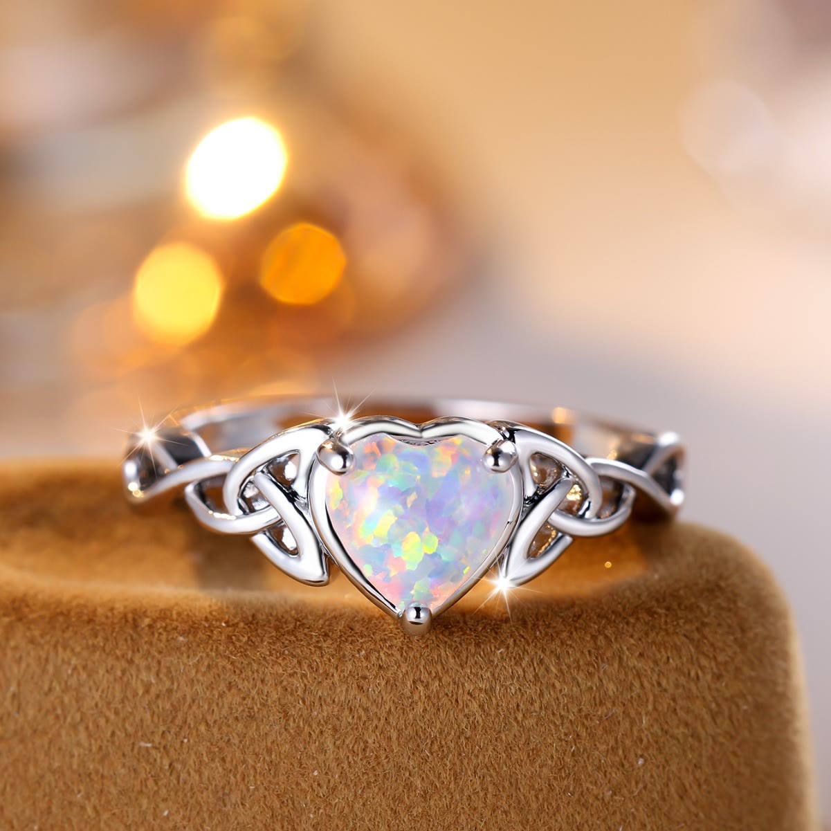 FREE Today: "Eternity Unlimited" Opal Heart Engagement Wedding Ring