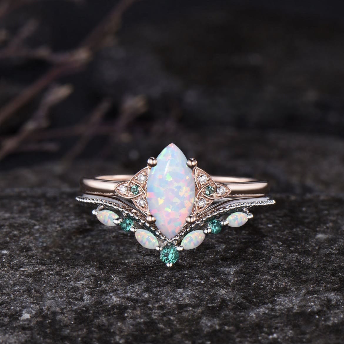 FREE Today: Eternal Glow Opal Promise Ring Set