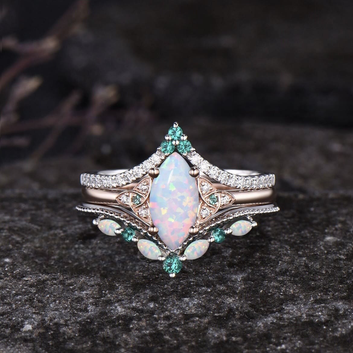 FREE Today: Eternal Glow Opal Promise Ring Set