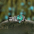 FREE Today: 2 Pcs Floral Alexandrite Black Engagement Ring Set