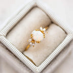 FREE Today: Oval Cut Blue Sandstone & Opal Zircon Leaf Ring