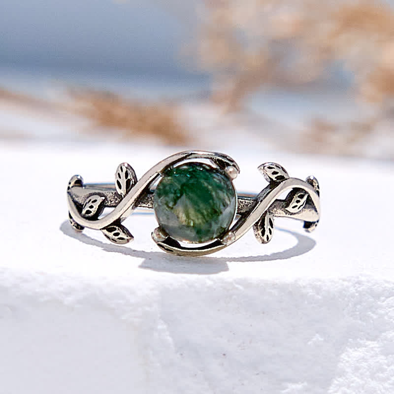 FREE Today: "Waterweed Dream" - S925 Silver Moss Agate Ring