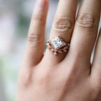 FREE Today: 3 Pcs Rose Gold Moissanite Floral Wedding Ring Set