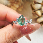 FREE Today: Pear Cut Moss Agate Twisted Leaf Engagement Ring