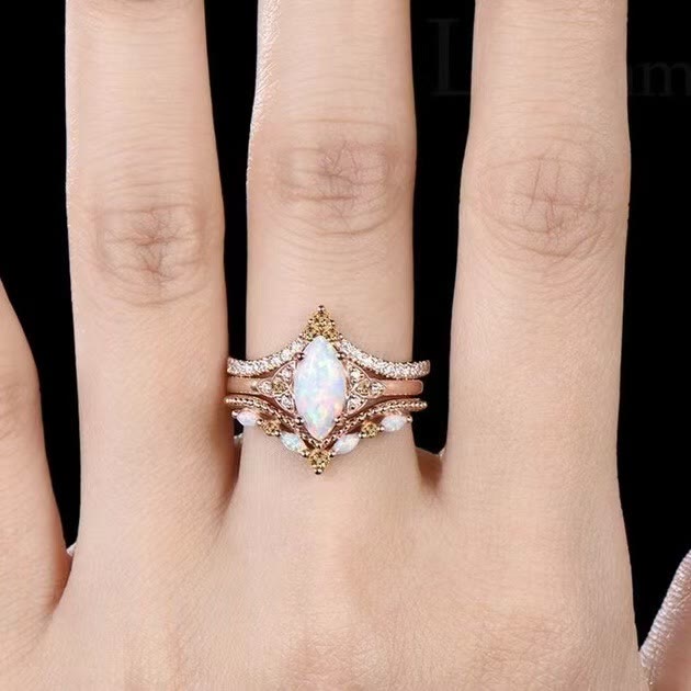FREE Today: Eternal Glow Opal Promise Ring Set