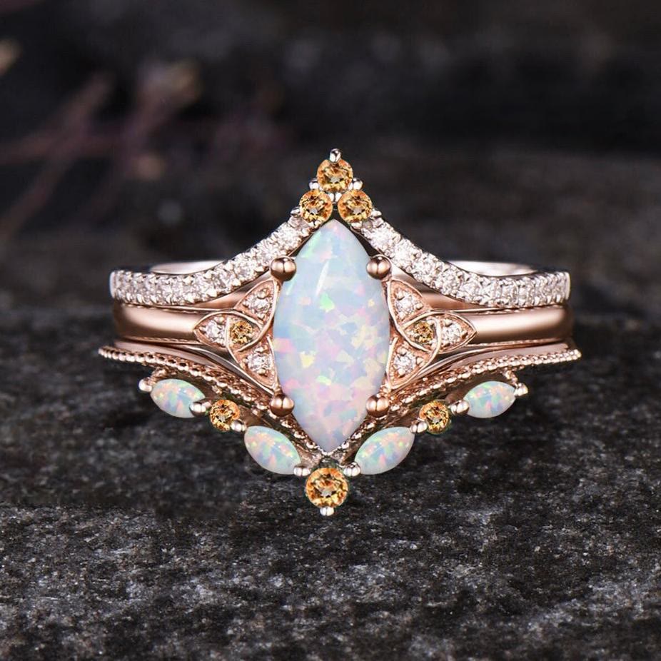 FREE Today: Eternal Glow Opal Promise Ring Set