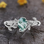 FREE Today: Pear Cut Moss Agate Twisted Leaf Engagement Ring