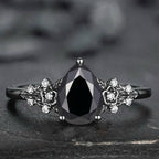 FREE Today: 2 Pcs Floral Alexandrite Black Engagement Ring Set