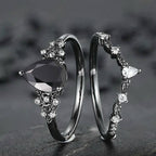 FREE Today: 2 Pcs Floral Alexandrite Black Engagement Ring Set