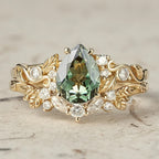 FREE Today: Nature's Embrace - Green Emerald Leaf Ring Set