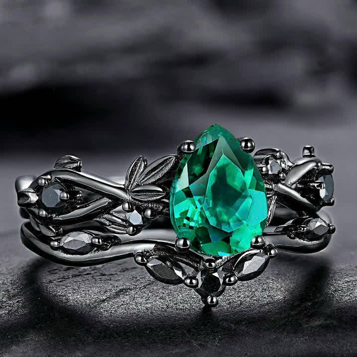 FREE Today:  Lucky Stone Aquamarine Leaf Engagement Ring Set