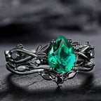 FREE Today:  Lucky Stone Aquamarine Leaf Engagement Ring Set