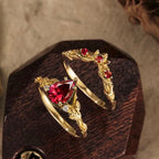 FREE Today: Nature's Embrace - Green Emerald Leaf Ring Set