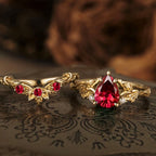 FREE Today: Nature's Embrace - Green Emerald Leaf Ring Set