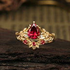 FREE Today: Nature's Embrace - Green Emerald Leaf Ring Set