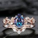 FREE Today:  Lucky Stone Aquamarine Leaf Engagement Ring Set