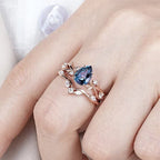 FREE Today:  Lucky Stone Aquamarine Leaf Engagement Ring Set