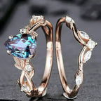 FREE Today:  Lucky Stone Aquamarine Leaf Engagement Ring Set