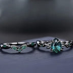 FREE Today:  Lucky Stone Aquamarine Leaf Engagement Ring Set