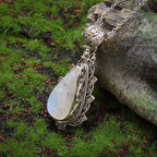 FREE Today: Exquisite Vintage Teardrop Moonstone Lotus Pendant Necklace