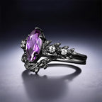 FREE Today: "Twilight Enchantment" Amethyst Zircon Black Leaf Engagement Ring