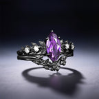 FREE Today: "Twilight Enchantment" Amethyst Zircon Black Leaf Engagement Ring