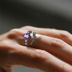 FREE Today: "Twilight Enchantment" Amethyst Zircon Black Leaf Engagement Ring
