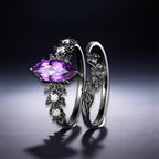 FREE Today: "Twilight Enchantment" Amethyst Zircon Black Leaf Engagement Ring