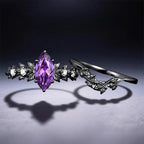 FREE Today: "Twilight Enchantment" Amethyst Zircon Black Leaf Engagement Ring