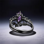FREE Today: "Twilight Enchantment" Amethyst Zircon Black Leaf Engagement Ring