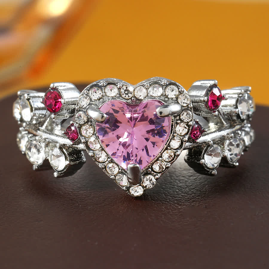 FREE Today: Eternal Love's Embrace: Heart Amethyst Zircon Ring