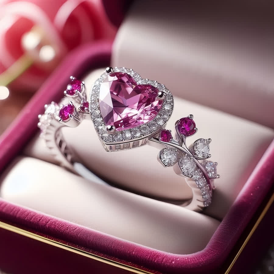 FREE Today: Eternal Love's Embrace: Heart Amethyst Zircon Ring