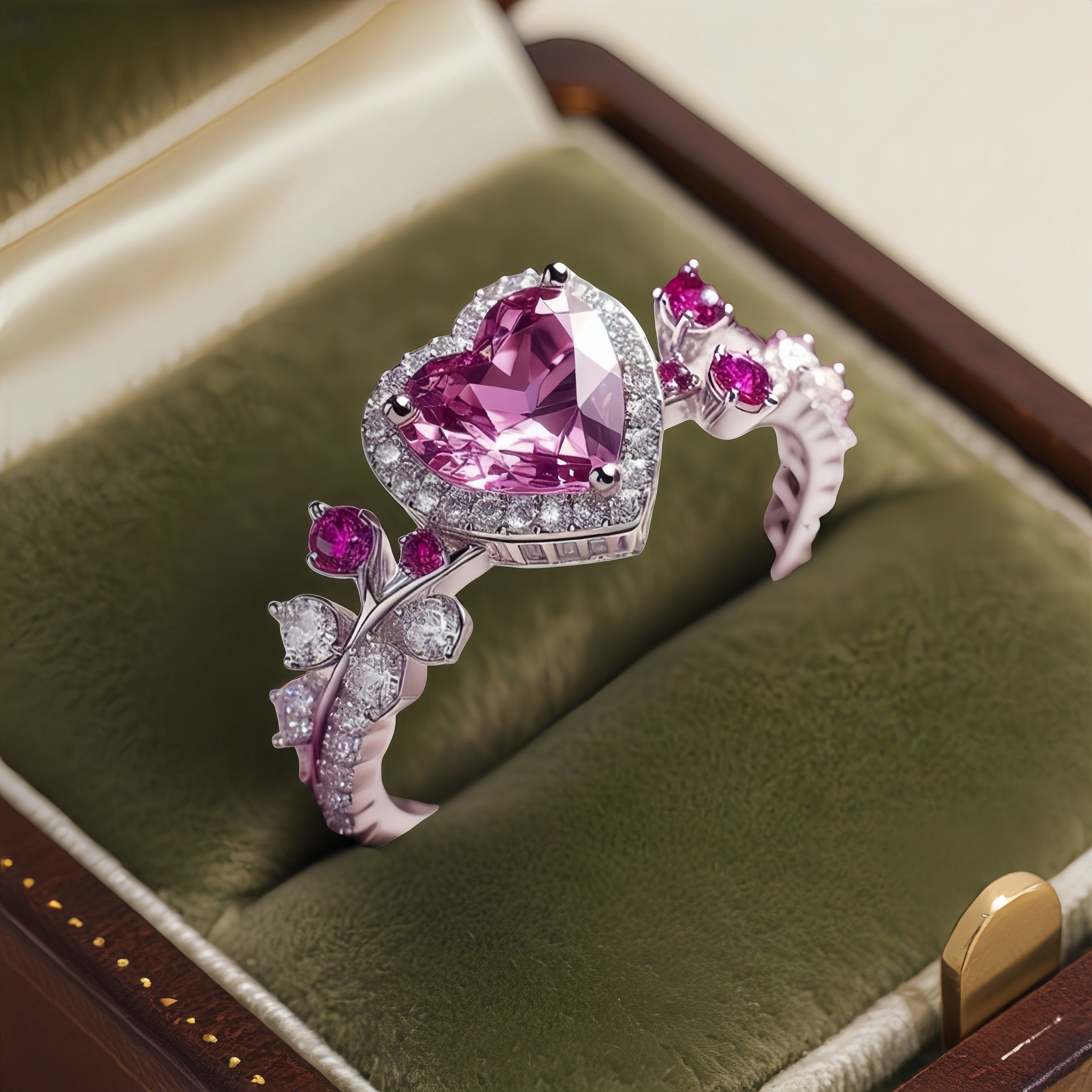 FREE Today: Eternal Love's Embrace: Heart Amethyst Zircon Ring