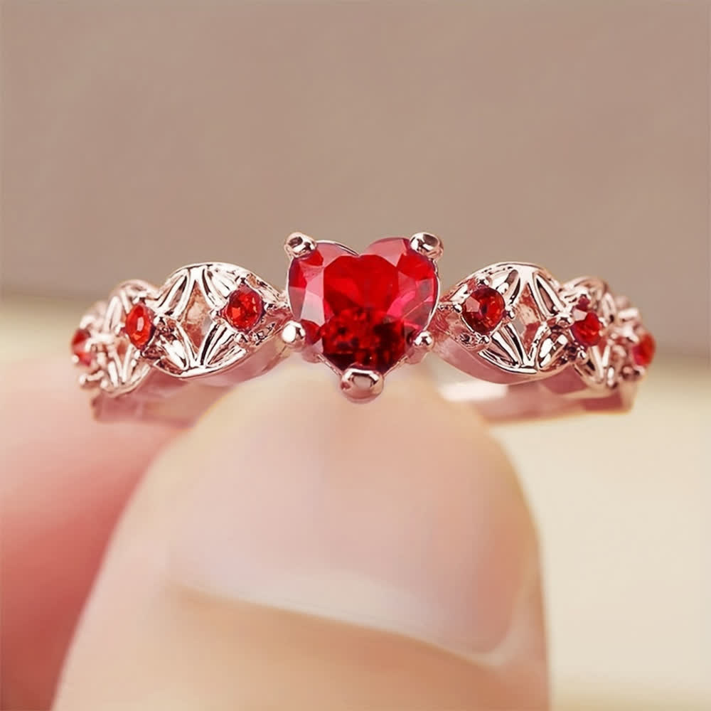 FREE Today: Garnet Heart Zircon Ring
