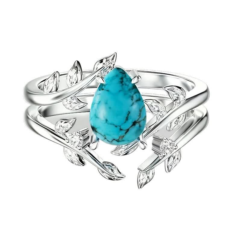 FREE Today: 2Pcs Pear Cut Turquoise Twisted Leaf Ring Set