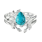 FREE Today: 2Pcs Pear Cut Turquoise Twisted Leaf Ring Set