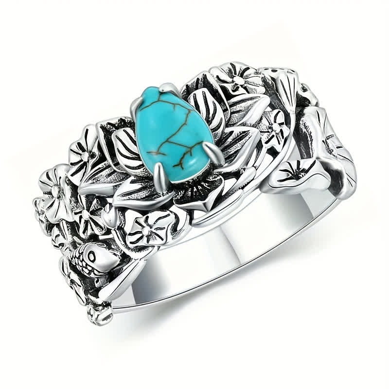 FREE Today: Waterdrop Turquoise Lotust Flower Ring