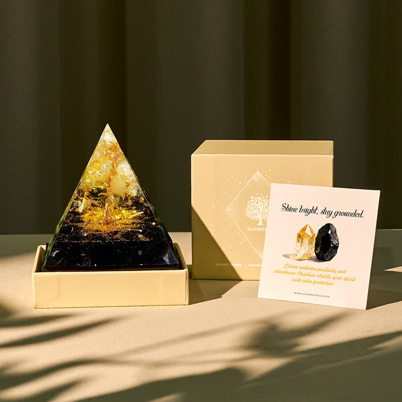 FREE Today: Golden Clarity-Citrine & Obsidian Tree of Life Pyramid