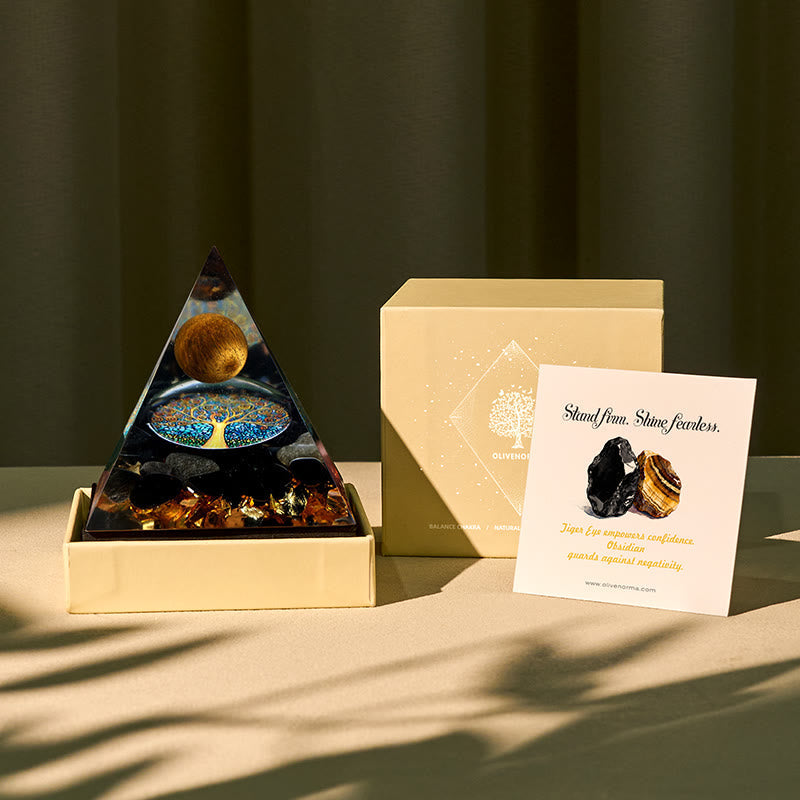 FREE Today: Guardian's Flame-Tiger Eye & Obsidian Protection Orgone Pyramid