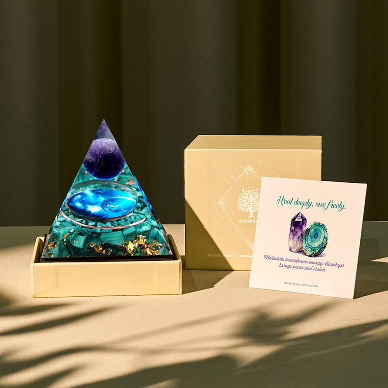 FREE Today: Mystic Union Amethyst & Malachite Orgone Pyramid