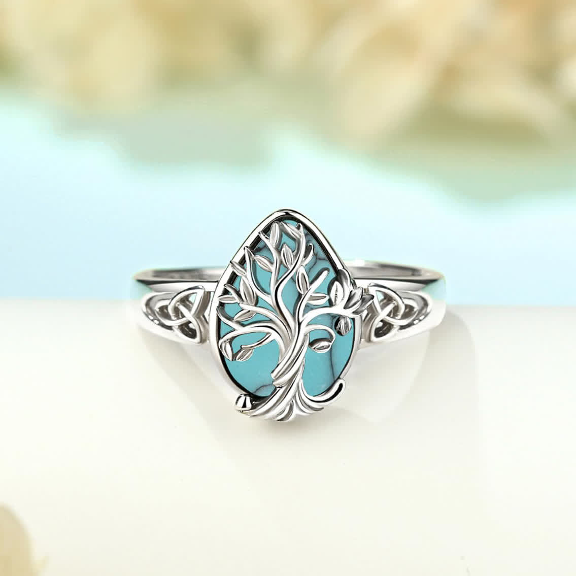 FREE Today: Teardrop Turquoise Tree of Life Ring