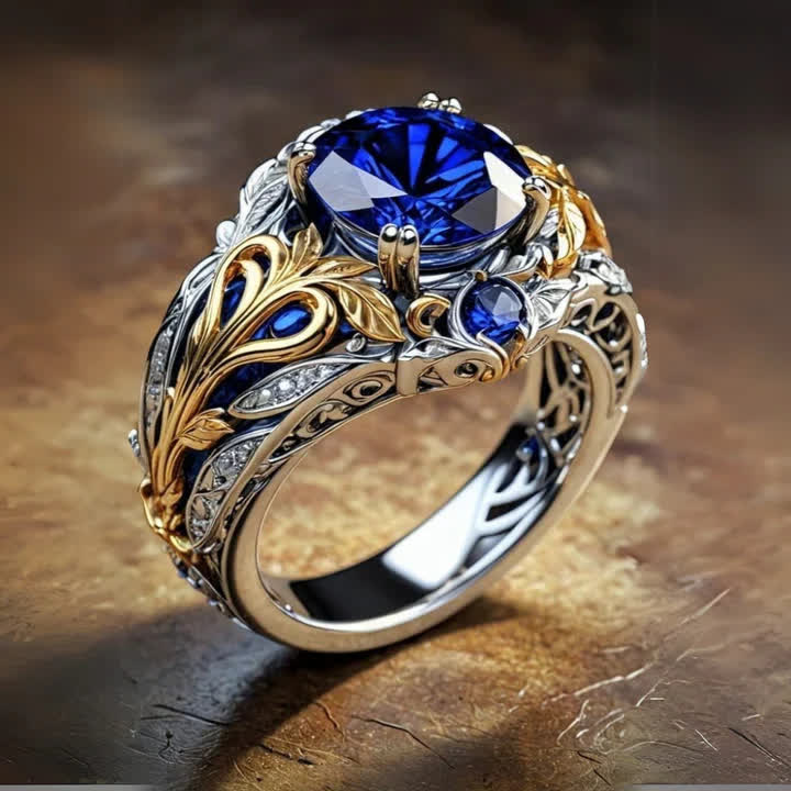 FREE Today: Blue Gold Sapphire Crystal Two Tone Ring