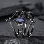 FREE Today: Black Gold 3Pcs Marquise Cut Blue Sandstone Ring