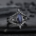 FREE Today: Black Gold 3Pcs Marquise Cut Blue Sandstone Ring