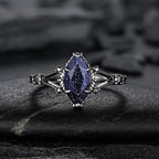 FREE Today: Black Gold 3Pcs Marquise Cut Blue Sandstone Ring