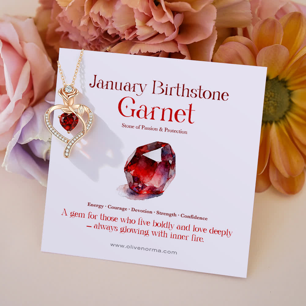 FREE Today: Rose Flower Love Heart Birthstone Gift Card Necklace