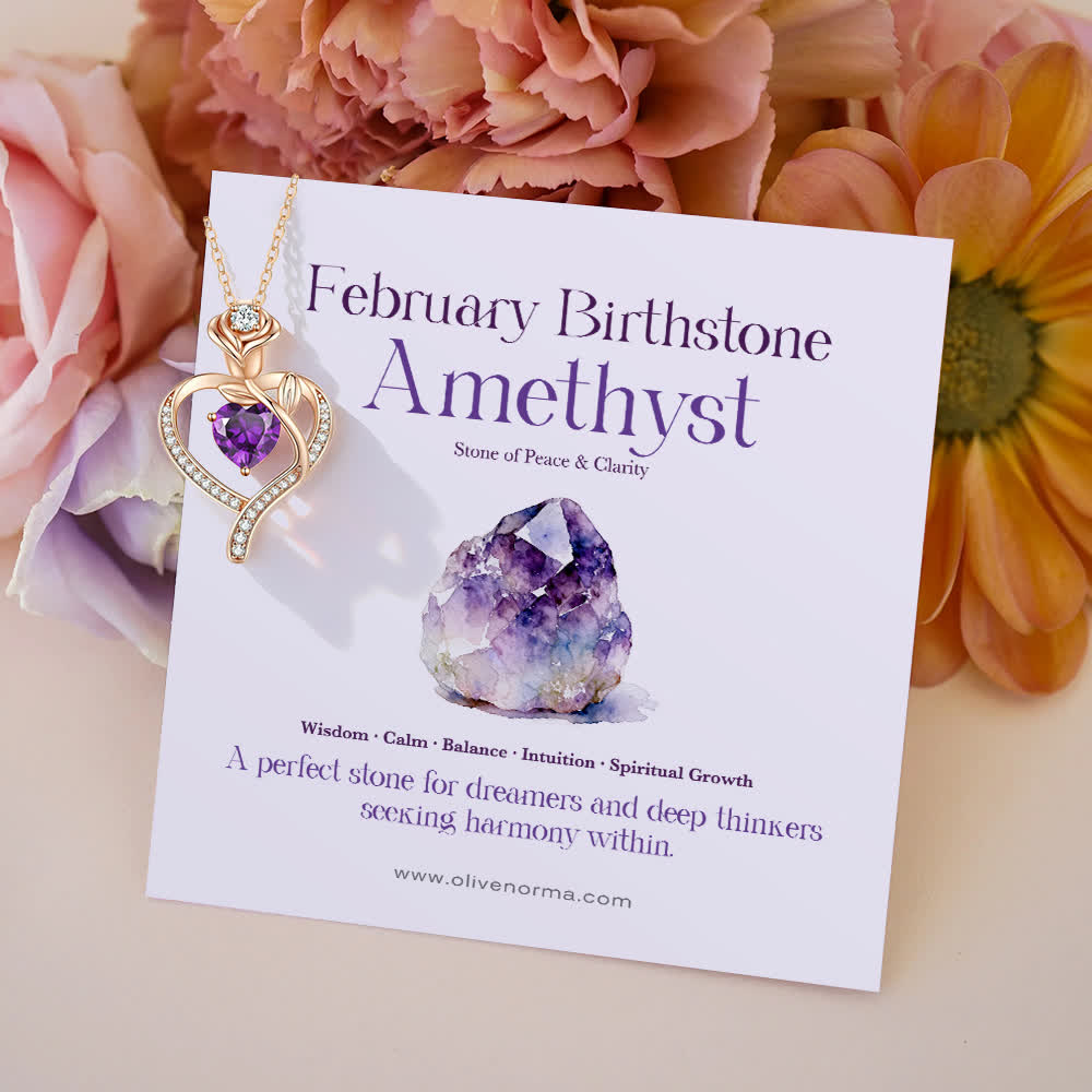 FREE Today: Rose Flower Love Heart Birthstone Gift Card Necklace