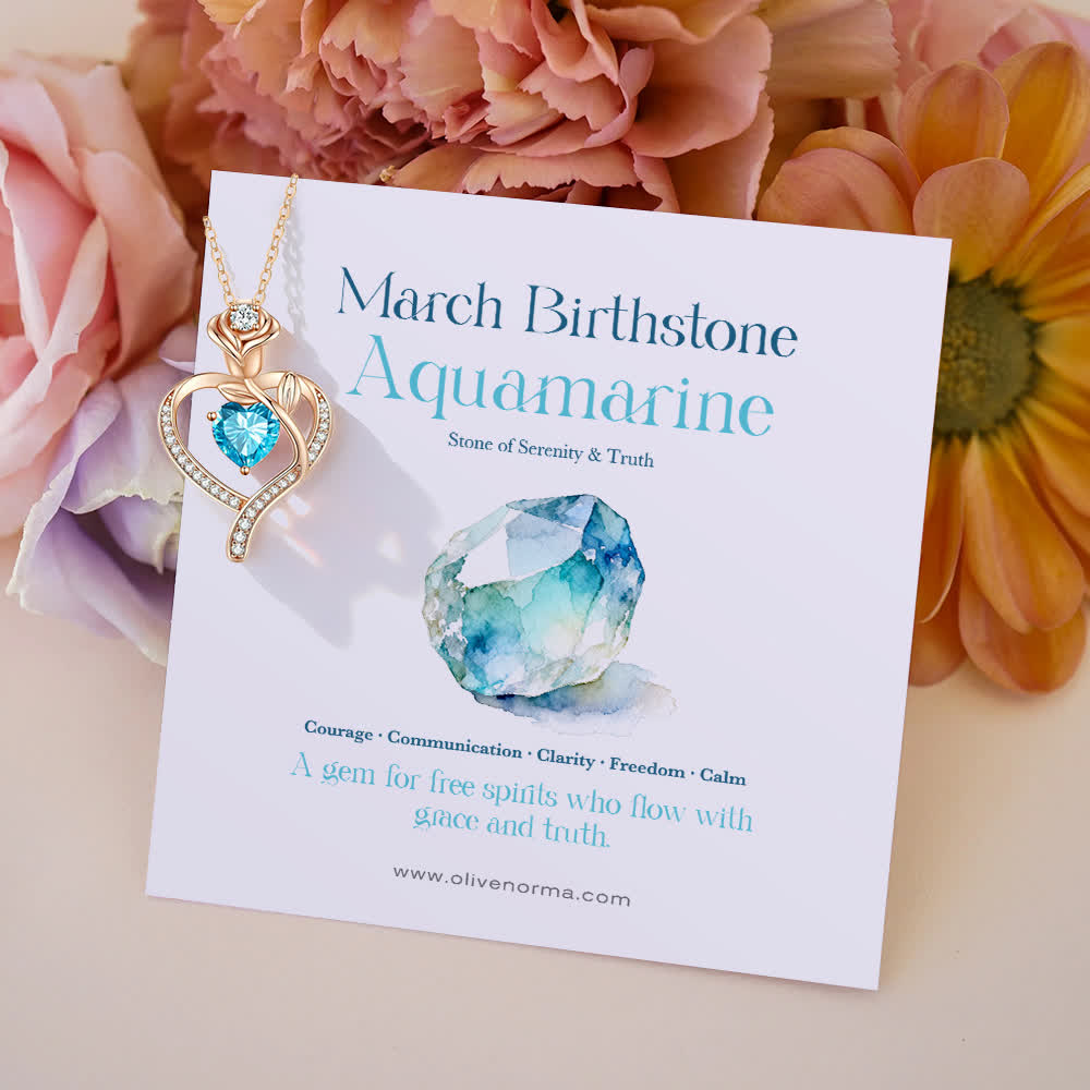 FREE Today: Rose Flower Love Heart Birthstone Gift Card Necklace