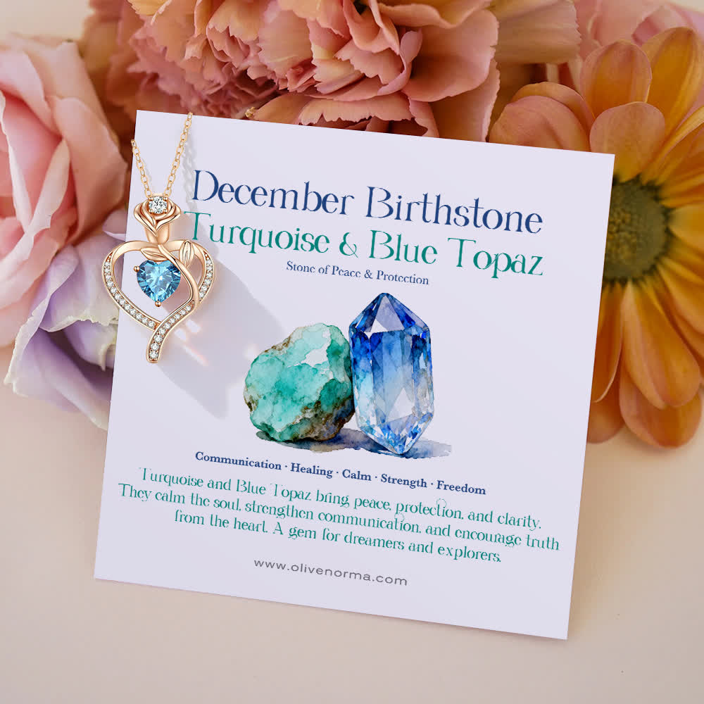 FREE Today: Rose Flower Love Heart Birthstone Gift Card Necklace
